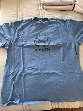 Supreme Light Blue Graphic Skull Logo Tee - Men